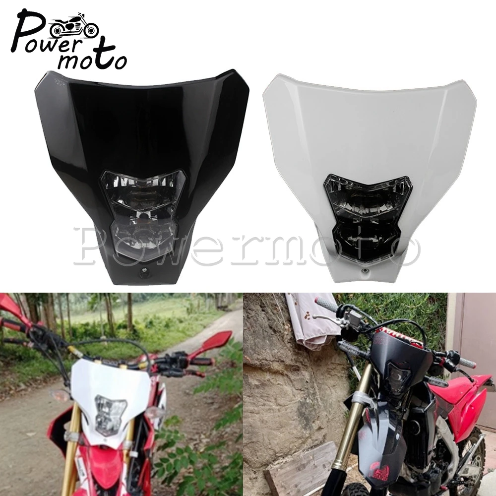 Motocross 12V Headlight Fairing Mask &Front Fender Off-Road Enduro Mudguard Universal For Honda  CRF250F  CRF250L  CRF250R RX