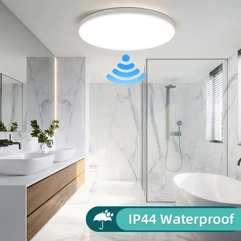 10000mAh Radar-Based Motion Sensor Ceiling Light Wireless LED Light Always-on Mode Adjustable Color Temperature Lamp for Shower