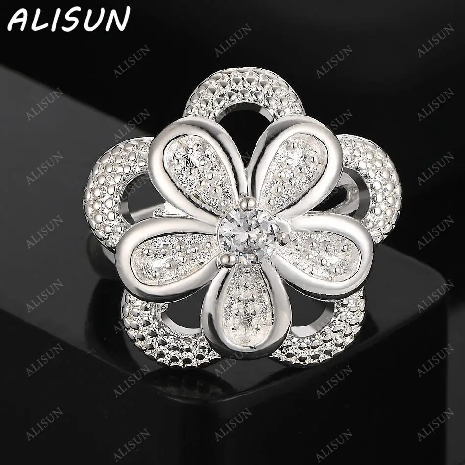 

ALISUN 925 Sterling Silver Size 7-10 Designer Zircons Heart Ring For Women Fashion Jewelry Charm Grace Noble Wedding Accessories