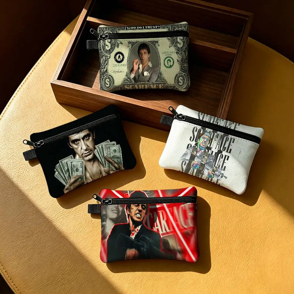 S-SCARFACE-ES Hot Movie Waterproof Zippered Coin Purse – Lightweight Hanging Wallet For Coins ID Cards