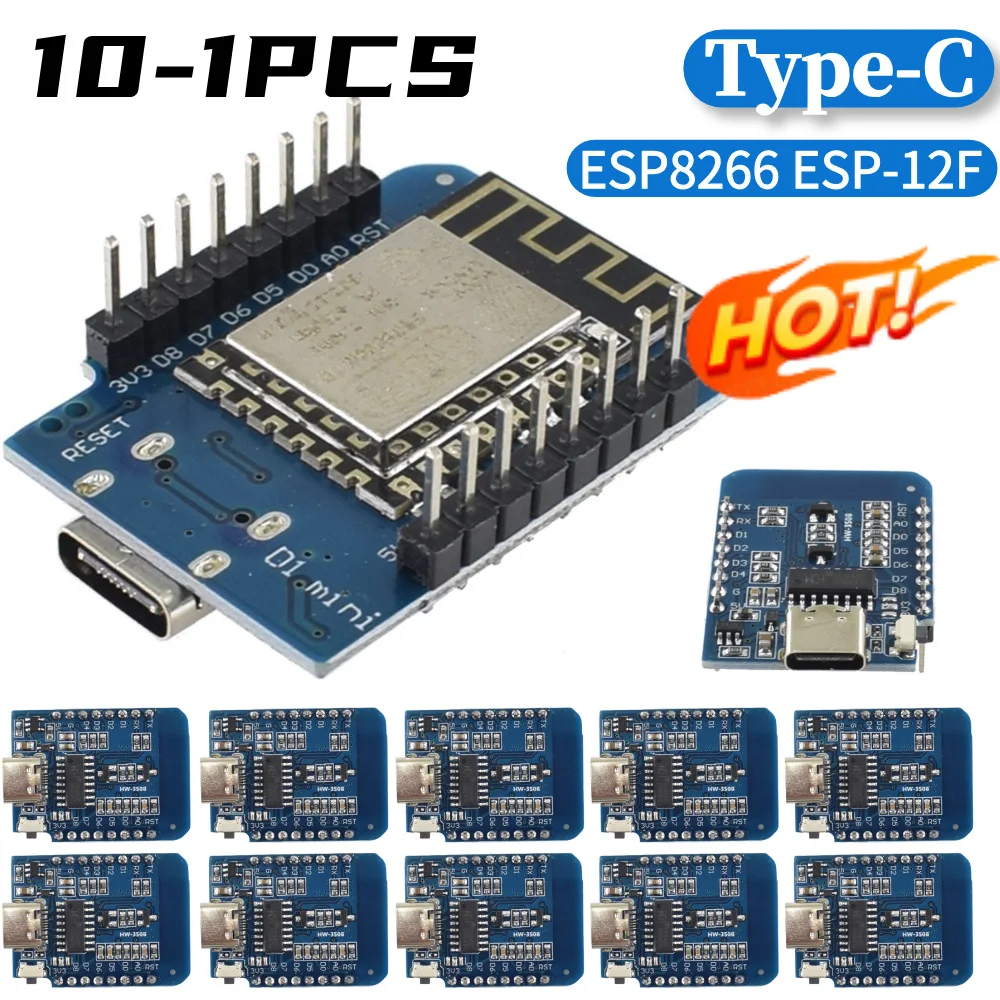 10-1pcs ESP8266 ESP-12F D1 Mini WIFI Development Board NodeMCU Lua Type-C D1 Mini Nodemcu Lua IOT Board for Arduino