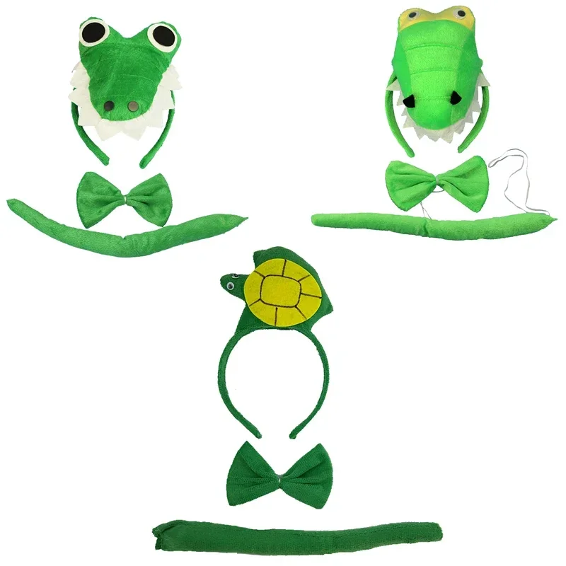 Adultos Crianças Pelúcia Animal Tartaruga Dinossauro Headband Tail Tie para Presente Aniversário Festa Cosplay Traje Halloween Natal