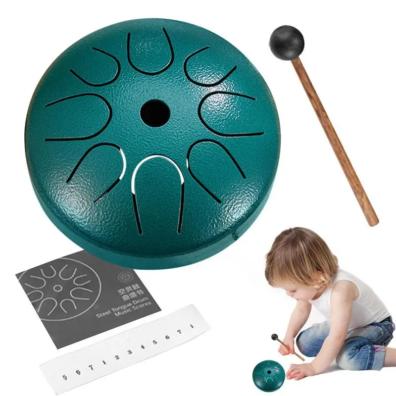 Steel Tongue Drum Drum Percussion 4.5 Inch 8Note C Key Ethereal Drum Steel For Kids Musical Education For Families/Friends