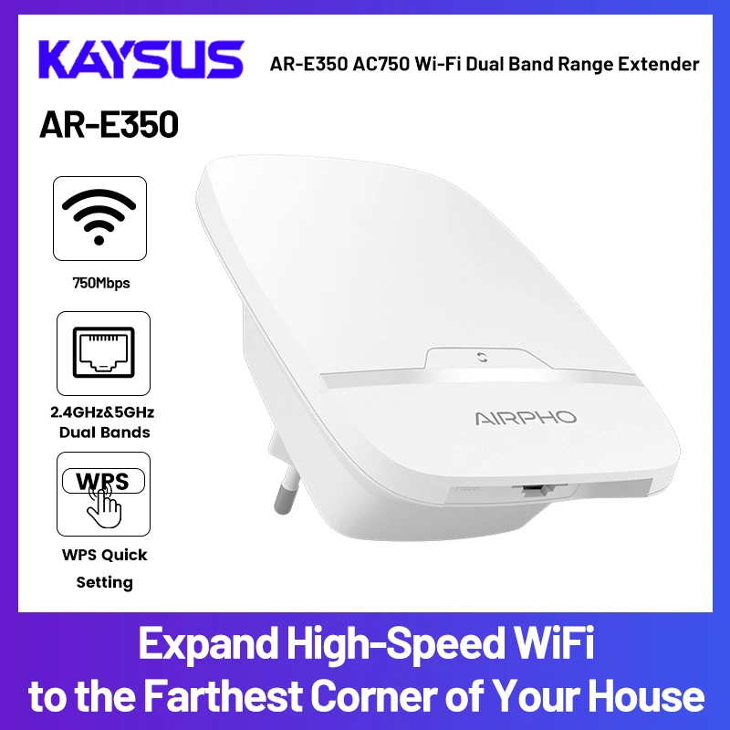 

KAYSUS AC750 Wi-Fi повторитель 750 Мбит/с беспроводной Wi-Fi удлинитель усилитель 2,4G/5 ГГц двухдиапазонный WPS усилитель сигнала сеть дальнего действия