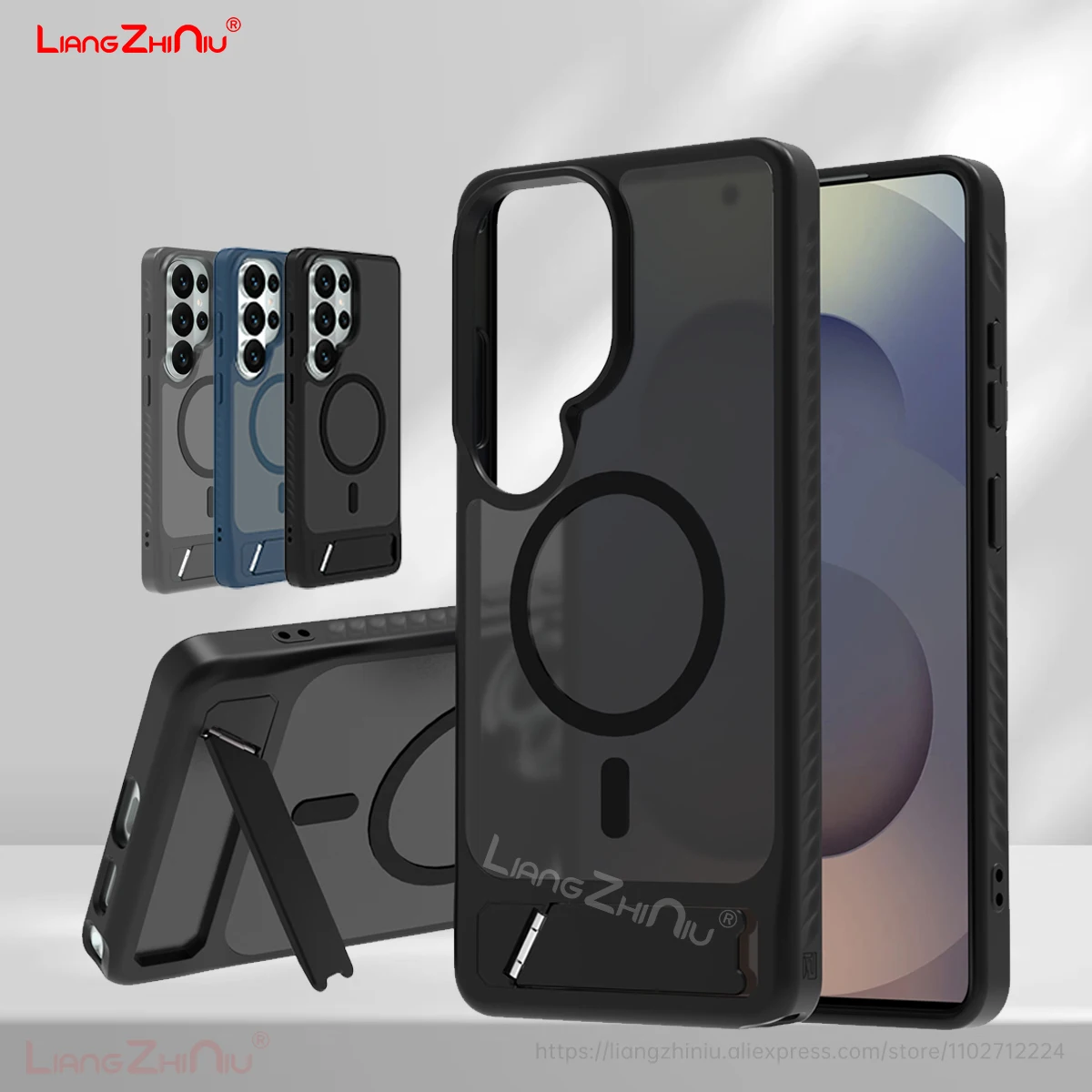 

Магнитный чехол-подставка для Samsung Galaxy S26 Ultra/S26+/S26/S25 Edge/S25/S24 Plus, TPU+PC, с кронштейном-держателем