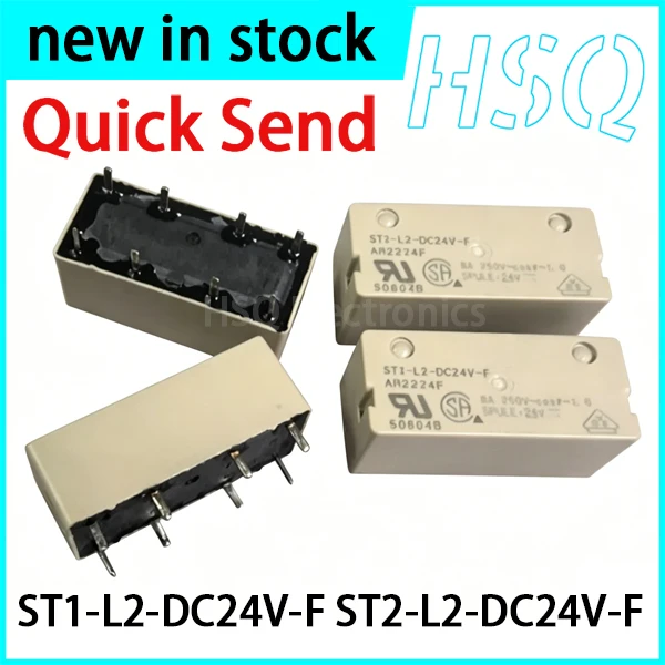 1PCS ST1-L2-DC24V-F ST2-L2-DC24V-F Dual Coil Latching Relay, 8 Pins, 8A
