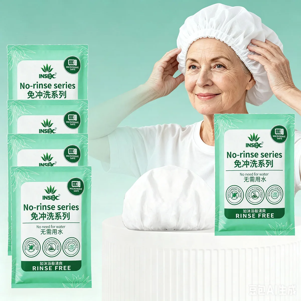 1/2/3PCS Shampoo Caps No Rinse Waterless Shampoo Cap Hair Wash Cap Shampoo & Conditioner for Bedridden Patients, Elderly, Adults