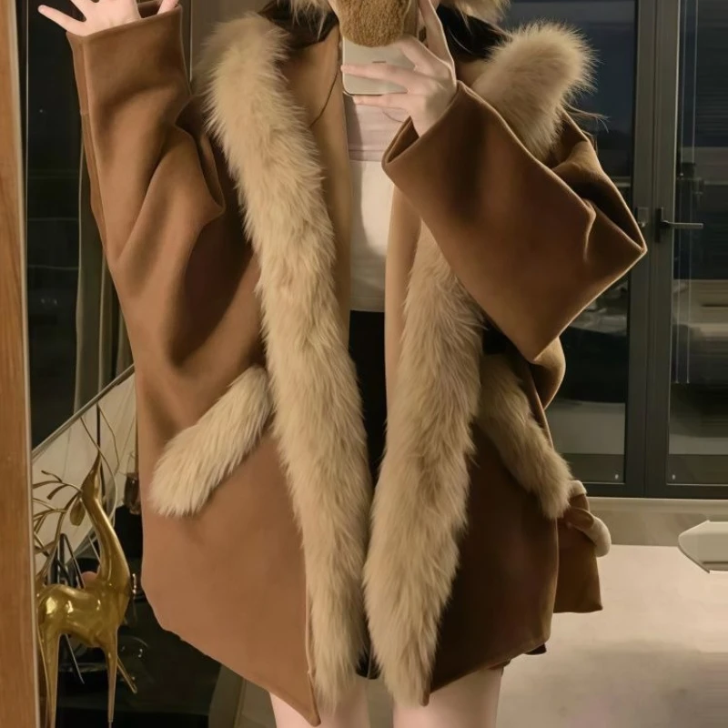 Japanese Vintage Cute Lolita Hooded Coat Women Kawaii Cat Ears Plush Patchwork Jacket Harajuku Girl Casual Warm Loose Parkas Top