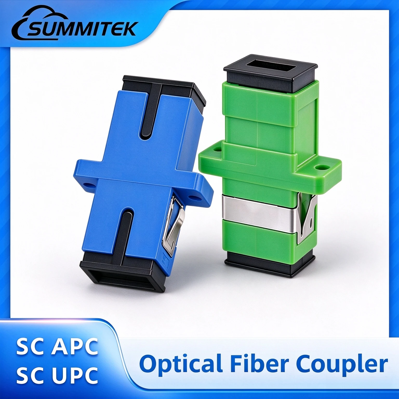 SUMMITEK 10/50/100PCS Fiber Optic Adapter SC APC UPC Singlemode Optical Fiber Coupler Network Internet Connector