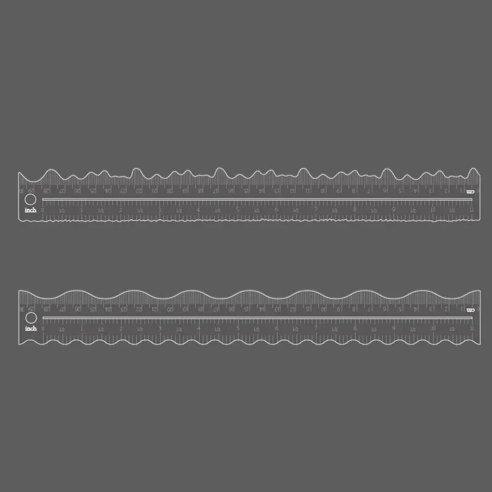 Irregular Edge Ruler Compact Size Paper Ruler 3pcs Acrylic Deckle Edge Ruler Set Irregular Wavy Edge Measuring Tool for Paper
