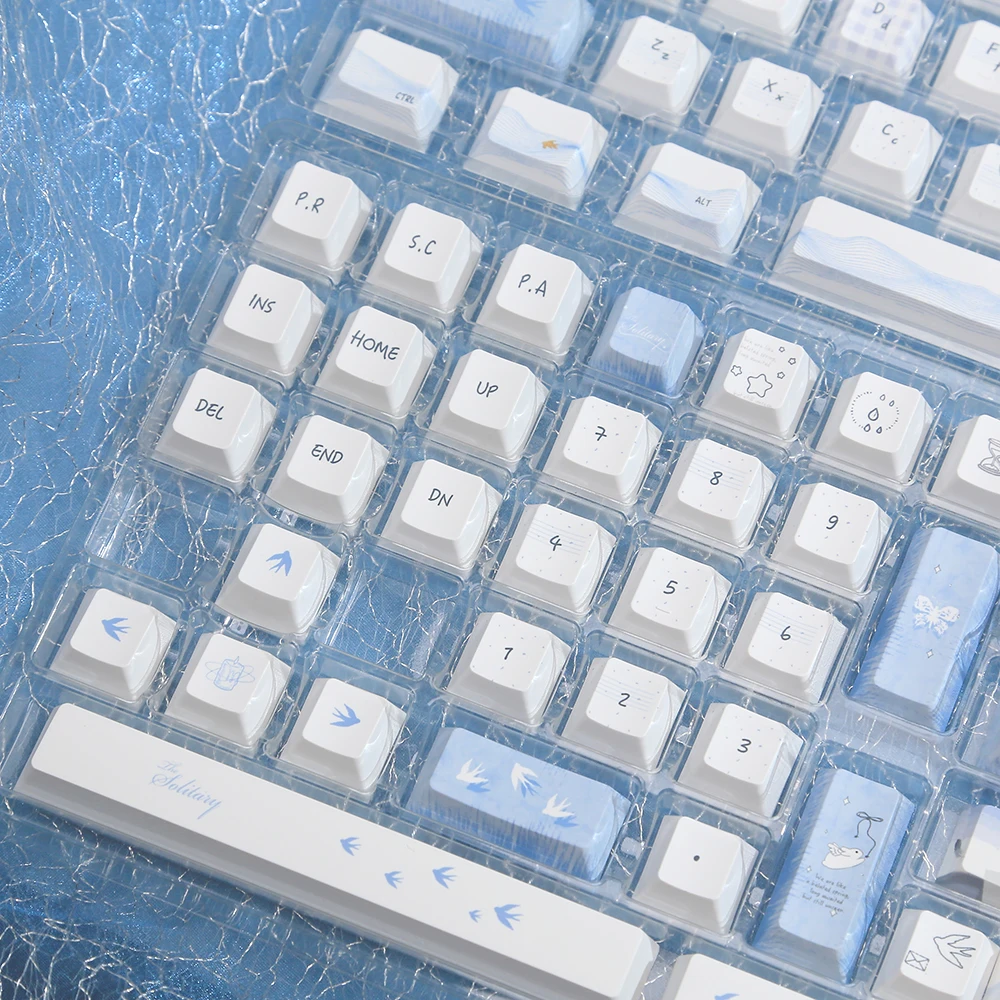 Blue Mirage keycaps Original highly sublimated pbt light blue simple 