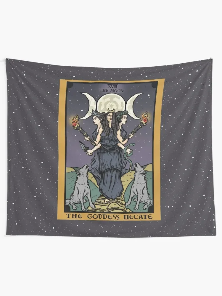 Hecate Triple Moon Goddess of Witchcraft and Magick Witch Hekate Wheel Tarot Card Tapestry Things To The Room Tapestry