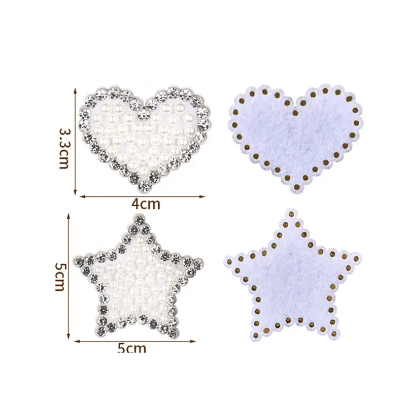 10 Stück Hot Diamond Pearl Wasserherz-Stern-Applikationen für Kleidung, Hüte, Taschen, Schuhe, Haarspangen und Accessoires – Detail 4