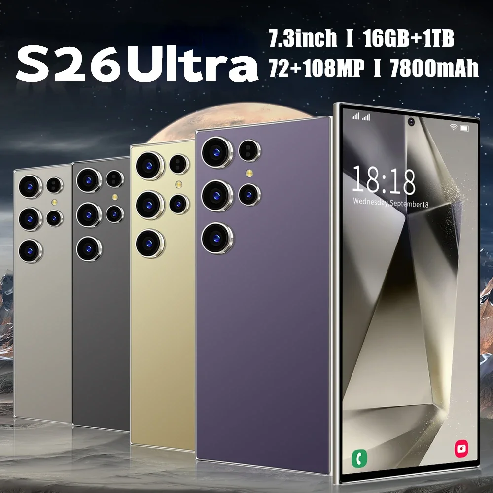 

Оригинальный смартфон S26 Ultra, 888 дюйма, 16 ГБ + 1 ТБ, Snapdragon 7300, разблокировка по лицу, мАч, 48 + Мп, стандартный телефон, Android 14