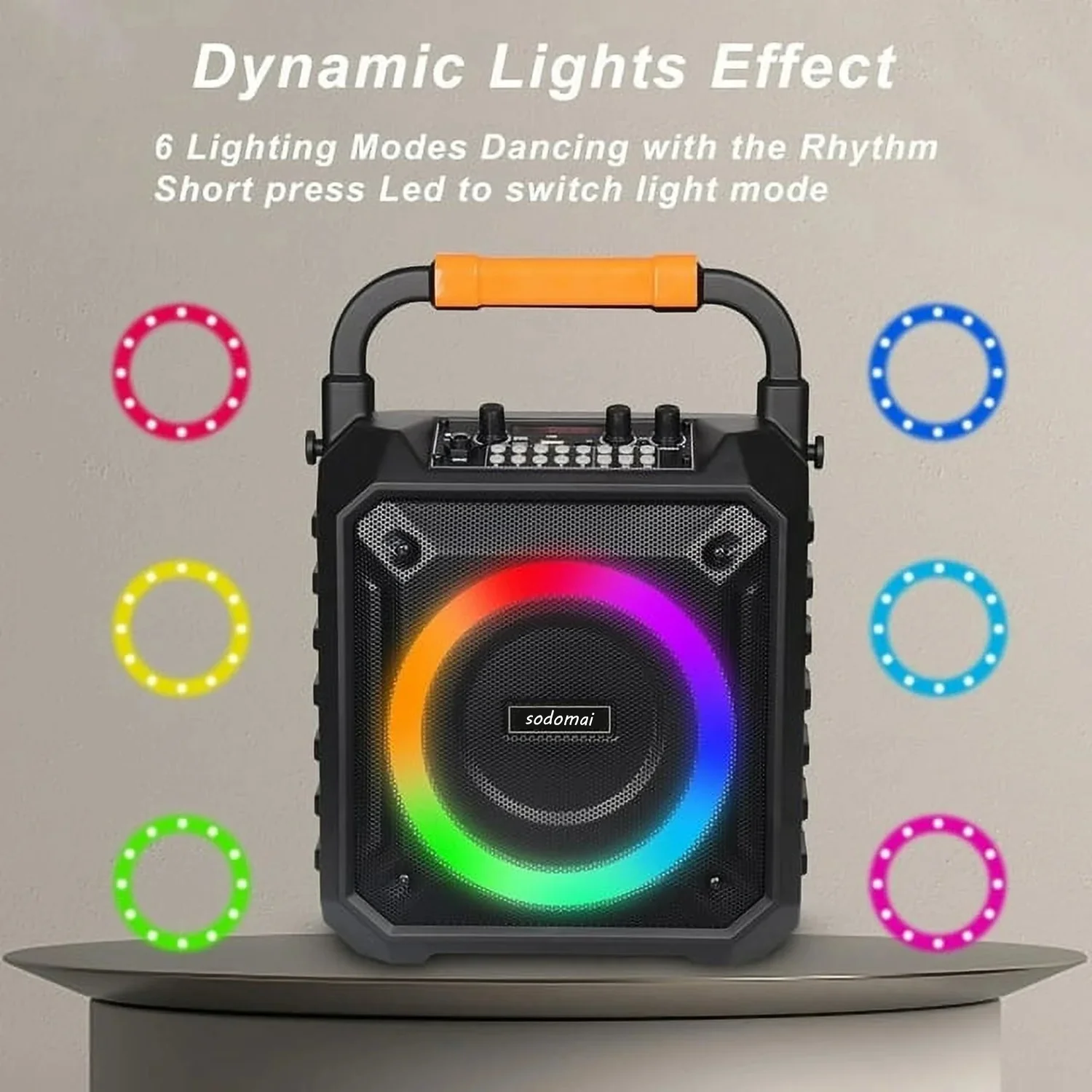 Bluetooth Karaoke Machine for Adults and Kids with 2 Wireless Microphone.Colorful Lights,Mini Singing Machine Portable Speaker