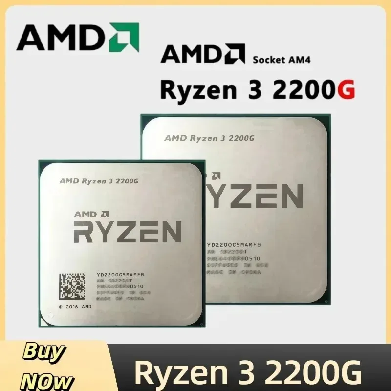 Original Brand New AMD Ryzen 3 2200G 3.5GHz Zen Quad‑Core Quad‑Thread AM4 Desktop Processor YD2200C5M4MFB Hot Selling