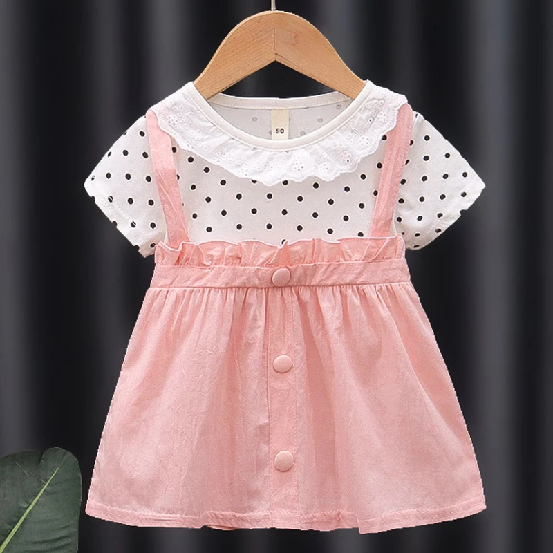 Summer Kid Girl Dress Lace Doll Collar Princess Dress Children Clothes Baby Girl Birthday Costume Toddler Party Dress A1027