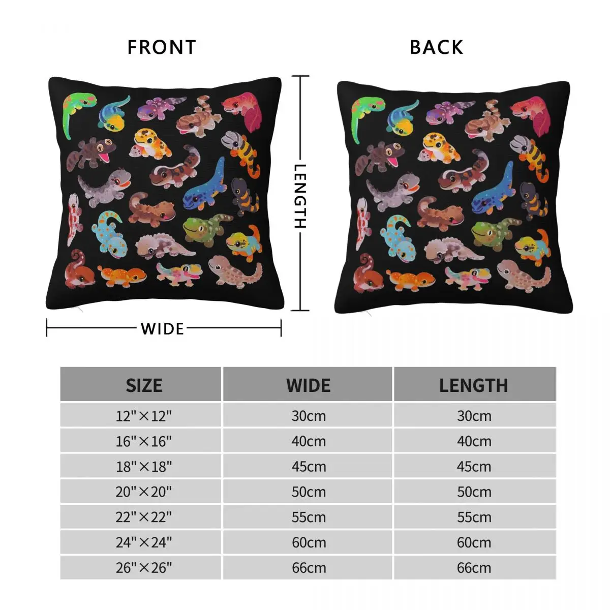 Black Night Leopard Gecko Square Pillowcase Polyester Linen Velvet Pattern Decor Throw Pillow Case Sofa Cushion Cover Wholesale