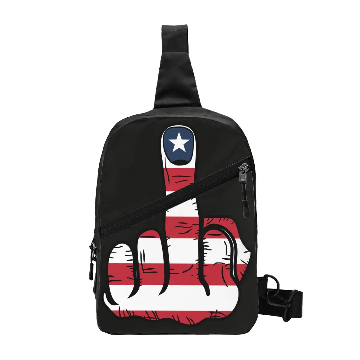 

Custom USA American Flag Middle Finger Sling Bag Men Cool Shoulder Crossbody Chest Backpack Traveling Daypack