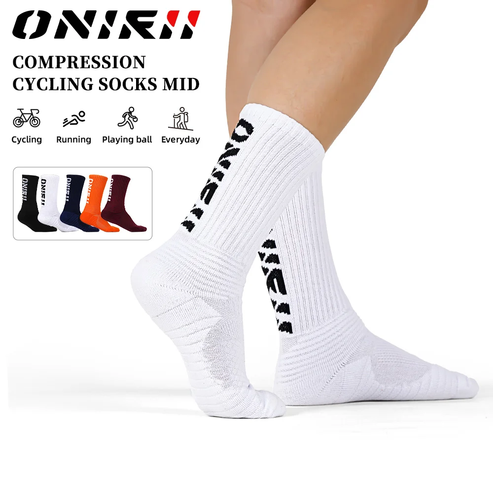 ONIRII Cycling Socks Unisex Compression Sweat-absorbent Non-slip Breathable Wearable Camping Hiking Running Fitness Sports Socks