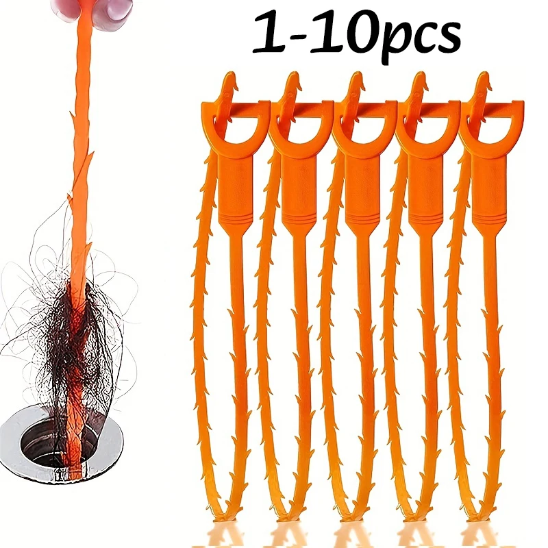 1-10PC Sewer Unclogger Bathroom Hair Sewer Sink Clean Pipe Dredging Shower Remover Household Cleanser Drainage Unblocking Tools
