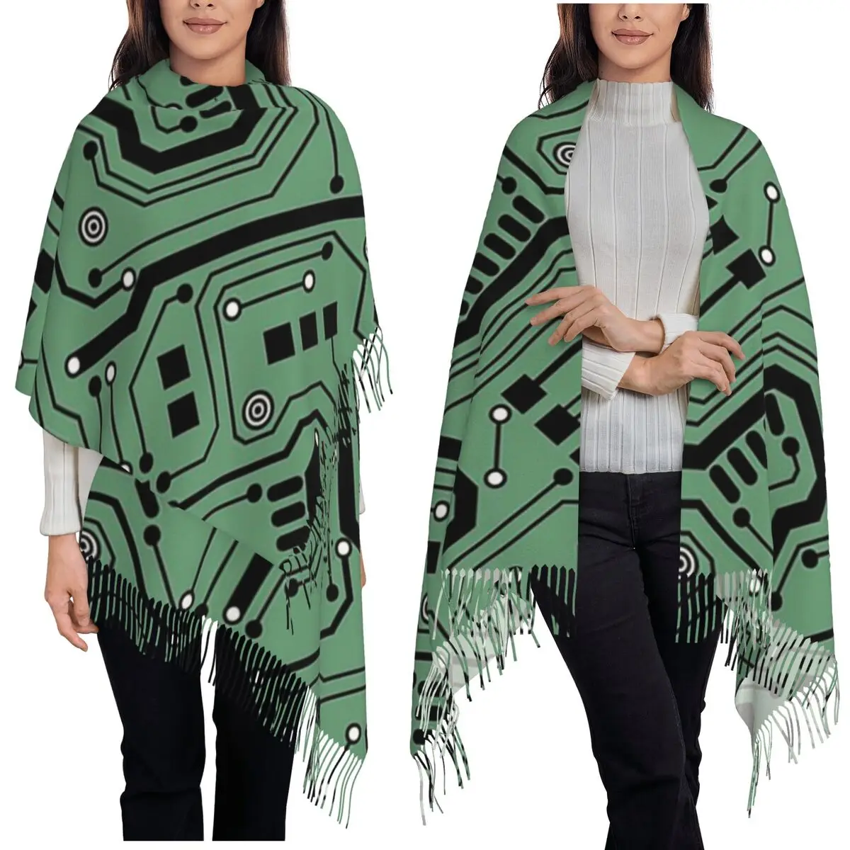 Printed Circuit Board - Color Scarf Tassel Scarves Women Soft Warm Shawls and Wraps Large Fall Winter Shawl Wrap
