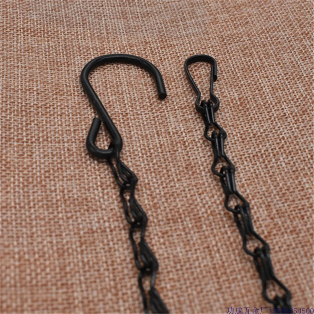 8 قطعة سلسلة معلقة لمغذيات الطيور المزارعون الفوانيس الثقيلة قابل للتعديل السنانير سلة للزهور سلسلة معلقة سوداء للتغذية