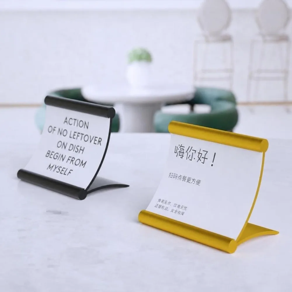 Simple Aluminum Alloy Table Sign Holder Pull-out Label Display Stand Desktop Price Tag Stand Office Supplies