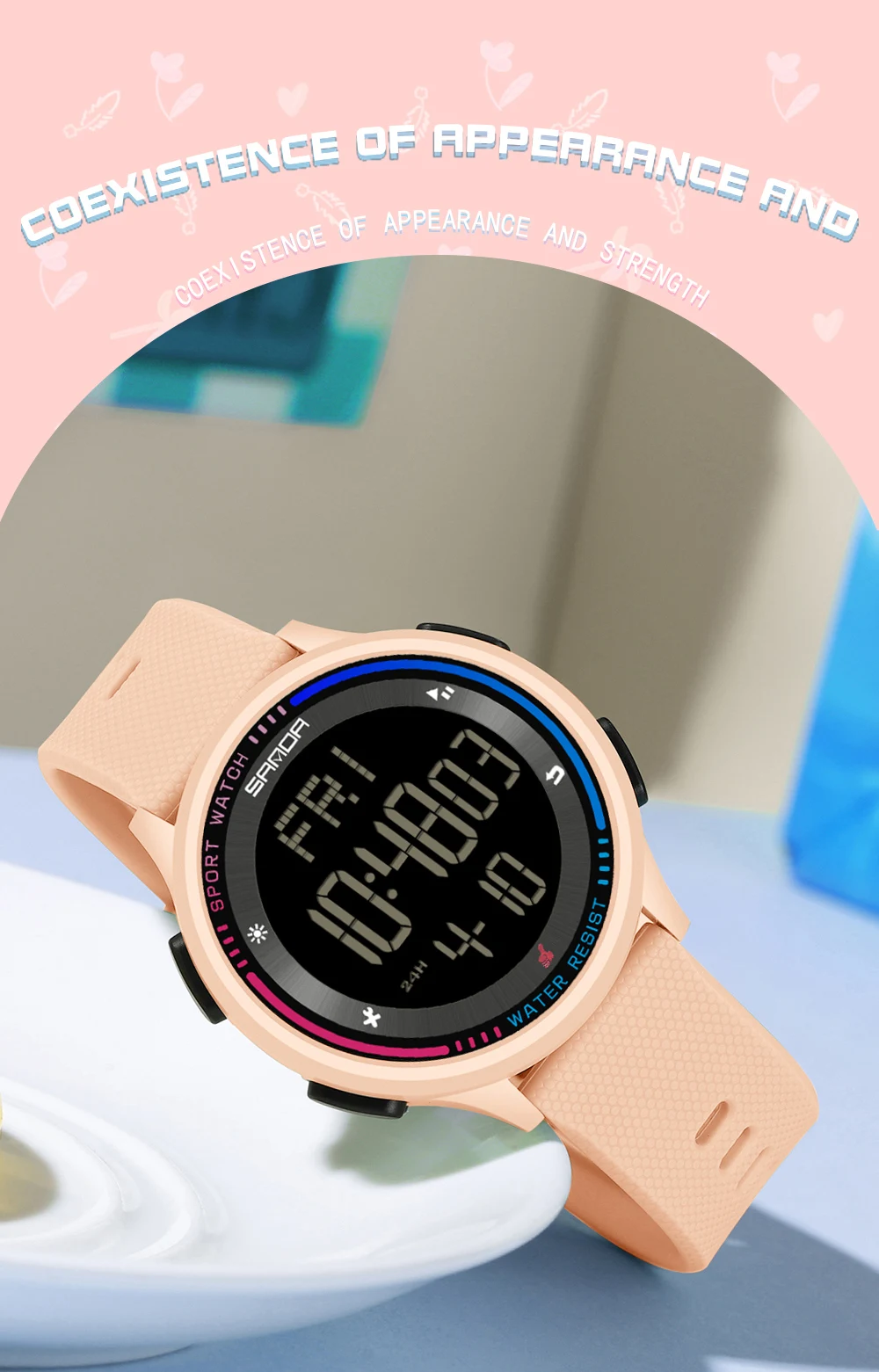 SANDA Herrenuhr, mehrere Funktionen, Outdoor-Sport, Stoppuhr, wasserdicht, digitales Uhrwerk, LED, Herren-Armbanduhr, elektronischer Alarm – Detail 3