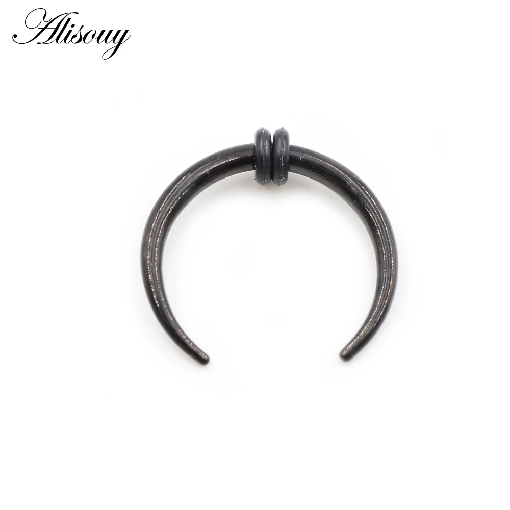 Alisouy 1PC 14/16G Gauge Stainless Steel Buffalo Horn Bull Taper Claw Flesh Ear Tunnel Expander Stretcher Nails Studs Nose Rings