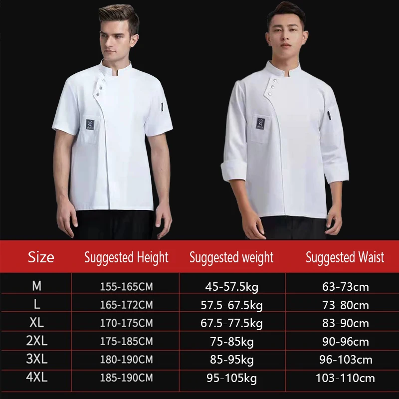 Catering Cooking White Shirt Restaurant Kitchen Chef T-shirt Baker Work Uniform Waiter Hotel Clothes Cook Jacket Cafe Overalls