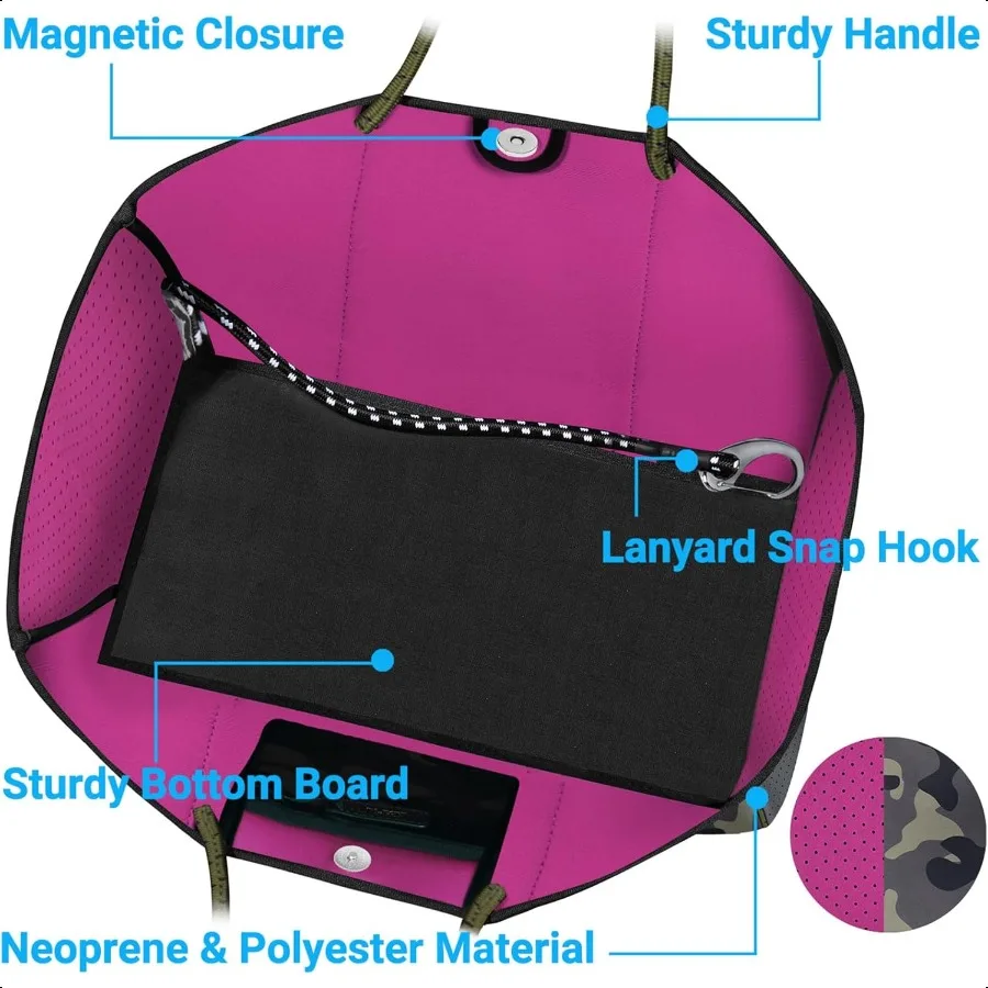 Neoprene Bag Large Multipurpose Beach Bag Neoprene Tote Bag with Inner Pocket for Women Pool