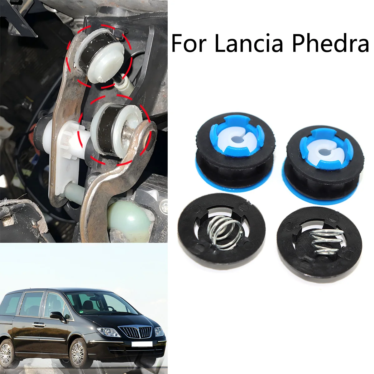 

Комплект из 2-х улучшенных втулок для троса переключения передач механической коробки передач (тип Claw-Fit) для Lancia Phedra 2002-2014, Renault Scenic II