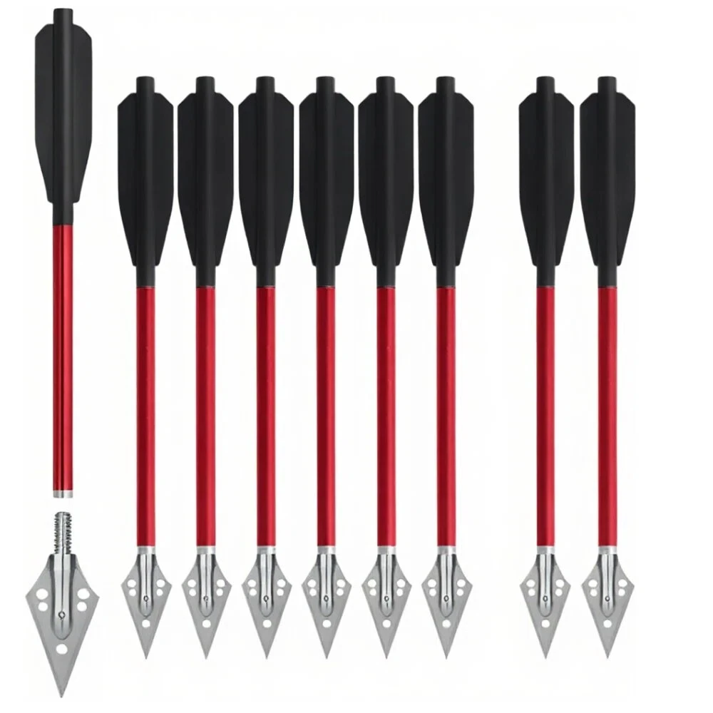 

6/12/24pc 6.7" Aluminum Crossbow Bolts Arrows Steel 2-Blade Hunting Broadheads for Mini Crossbow Outdoor Hunting Target Shooting