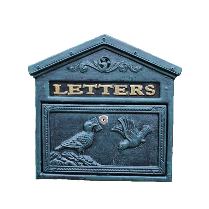 2019032702 Outdoor Decoration Secure Letterbox lron Art Lockable Mailbox Retro Mailbox Retro Wall Newspaper Letter Post Box