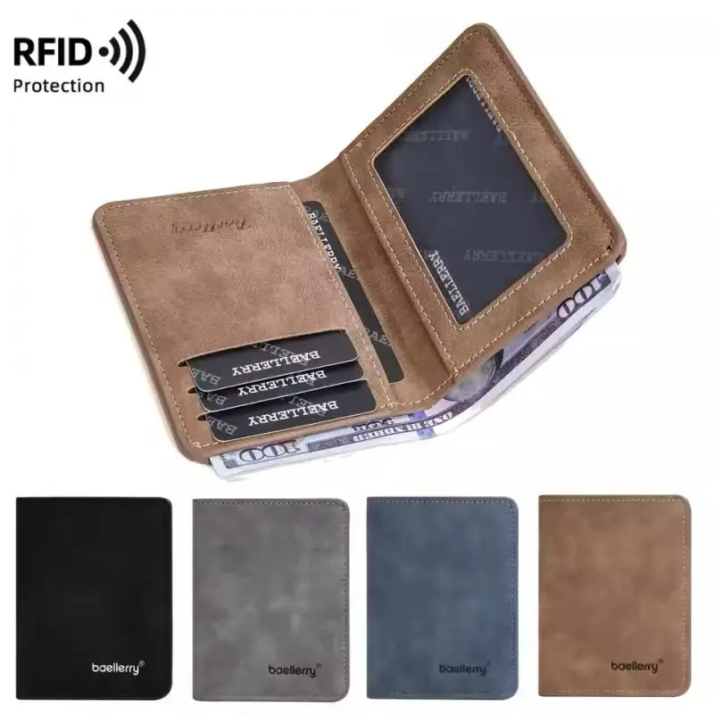 Thin Sanded Leather Multi-Card Driver's License Card Holder Simple Casual New Business Multi-Function Bifold Men's Short Wallet