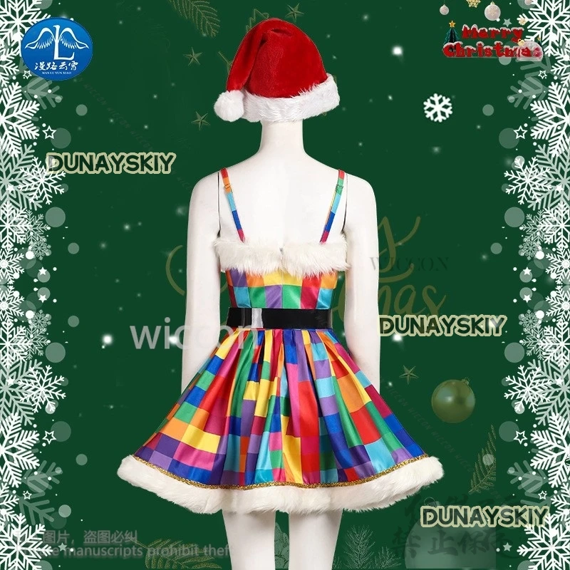 2024 New Christmas Costume Dress Lolita Santa Hat For Mrs Claus Women Girls Halloween Christmas Fancy Party Cosplay Customized