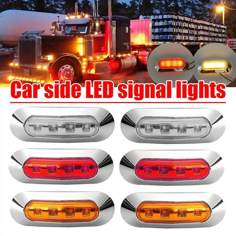 LED Universal Long Side Light 4SMD bulbs for Freight Vehicles Large Trucks Boat Side Lights Car Warning Light Signal Lamp 12-24V