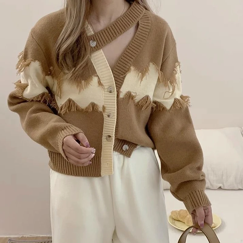 Women's Clothing Buttons Knitting Long Sleeve Cardigan Loose Easy Close to the People Wild Popularity Comfortable Leisure Loose