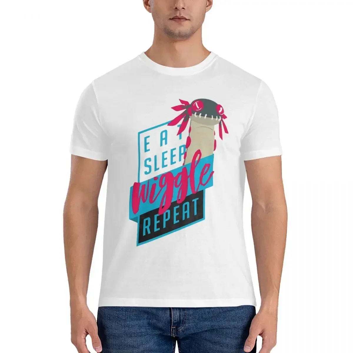 

100% Cotton Eat. Sleep. WIGGLE. Repeat. - Monster Hunter Design T-shirt Unisex Oversized T Shirt Men O-Neck Summer Shirts Tops