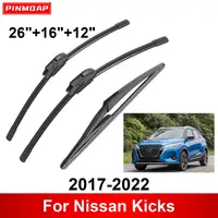 Escobillas de limpiaparabrisas delanteras y traseras para Nissan Kicks, accesorios para automóviles, 3 piezas, 2017, 2022, 2017, 2018, 2019, 2020, 2021, 2022
