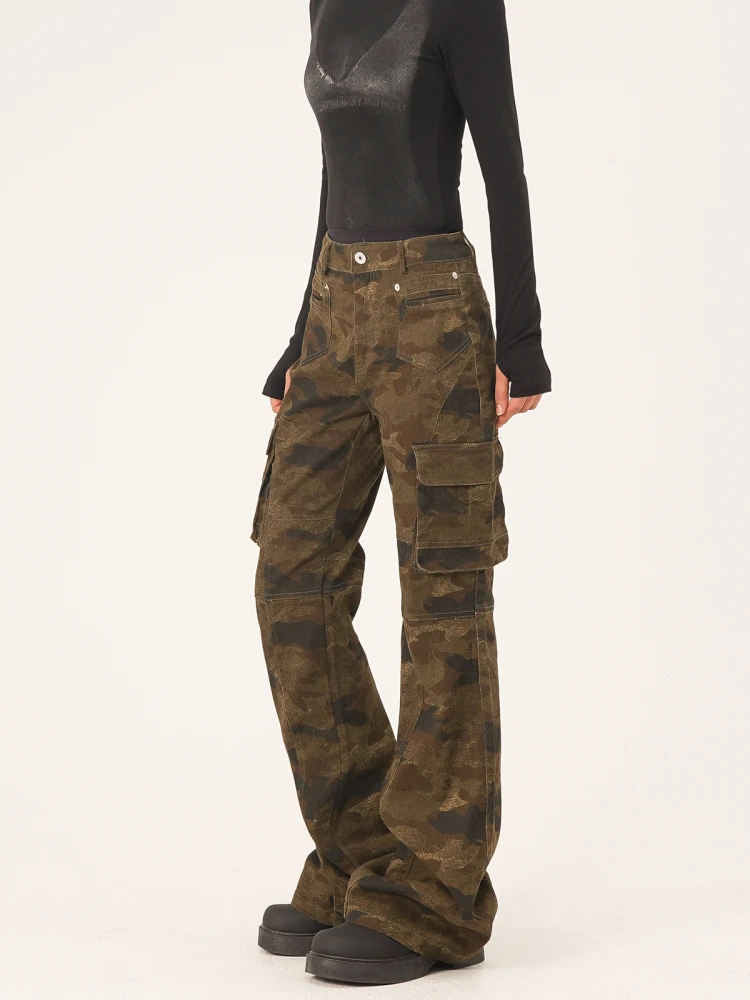 

Summer Camouflage Work Pants Men's Women's Street Sle Multiple kets Slimming Casual Micro Flared Trousers