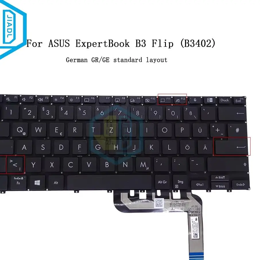 Notebook Germany Keyboard Backlit For ASUS ExpertBook B3 B3402 B3402FEA B3402F German QWERTZ Backlight Keyboards Blue Keycaps