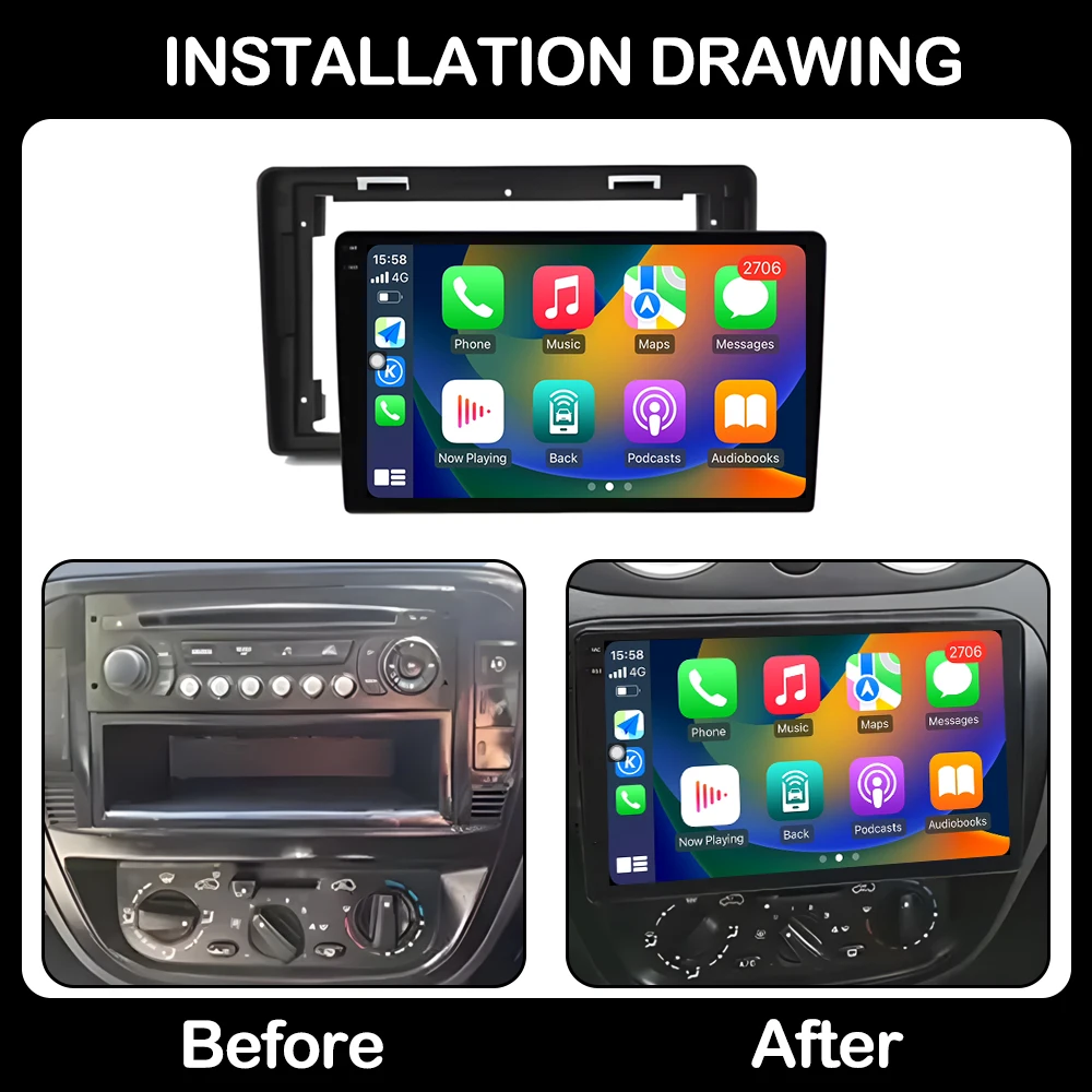 Android Auto Carplay Für Citroen C2 C3 2001 2003 - 2010 Auto Radio Multimedia Video Player WiFi GPS Navigation DSP stereo – Detail 1