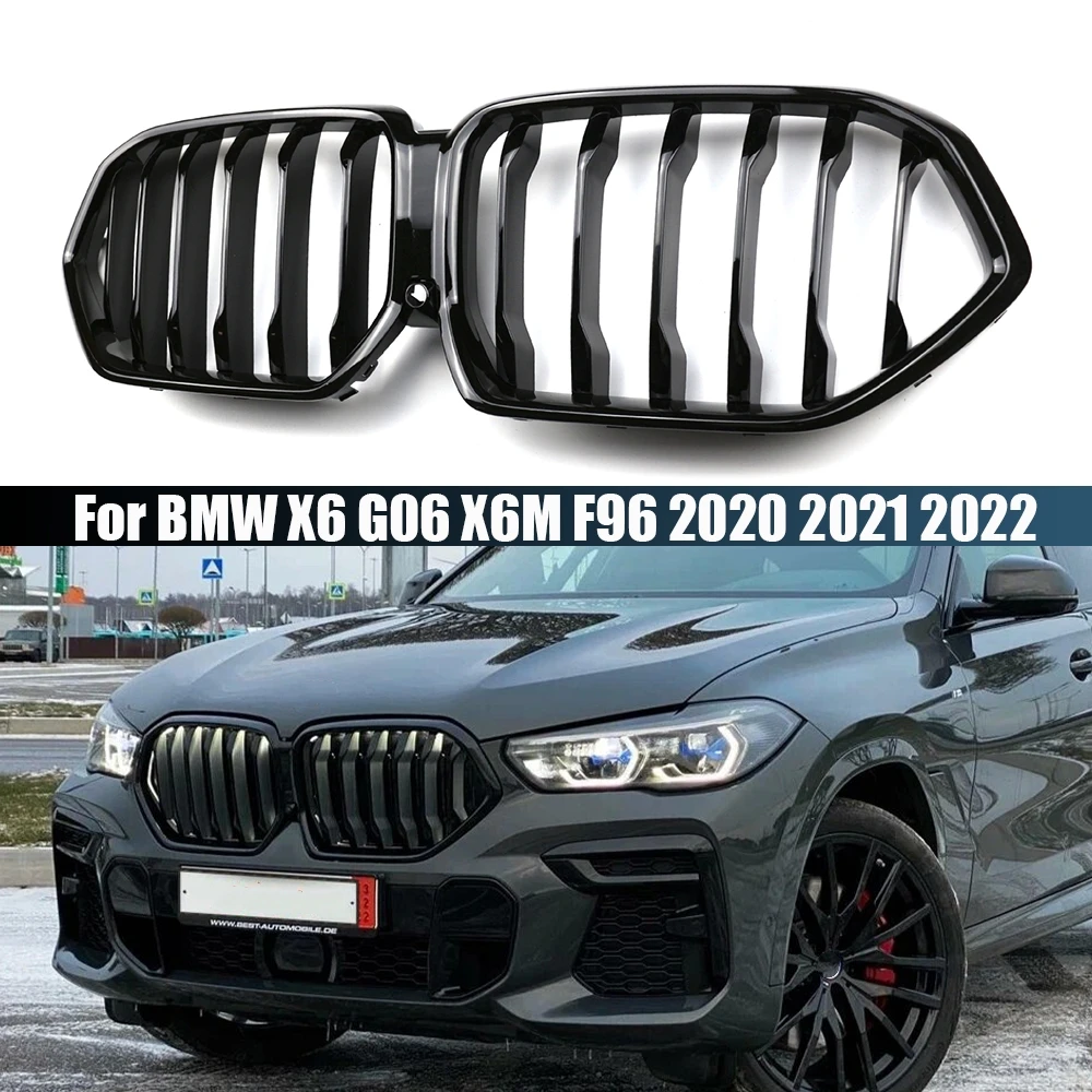 

Car Front Bumper Kidney Grill Double Slat Glossy Black Racing Grille For BMW X6 G06 X6M F96 2020 2021 2022 Car Accessories