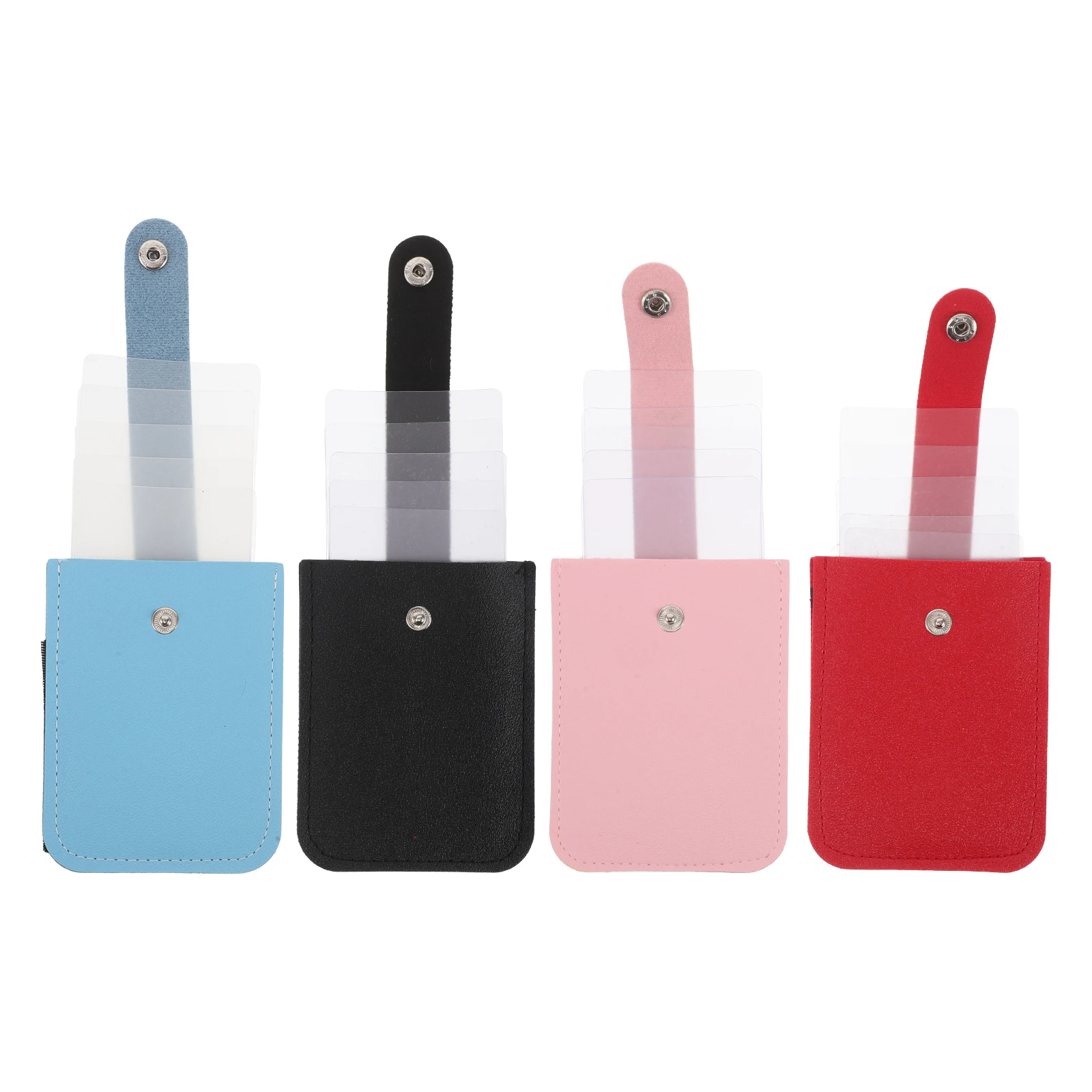 

4 Pcs Holder Business Card Case Slim Fake Credit Storage Stackable Pull Out Card ganizer Wallet Protector