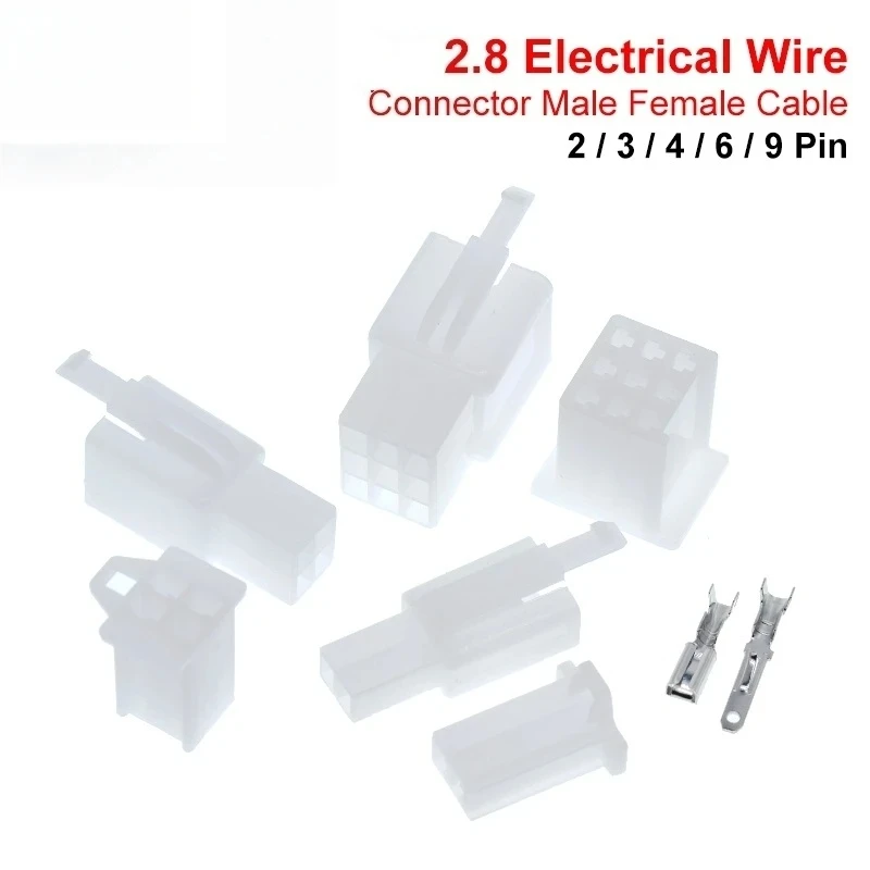 10set/lot 2.8mm 2/3/4/6/9 Pin Automotive 2.8 Electrical Wire Connector Male Female Cable Plug Kits Motorcycle Ebike Car