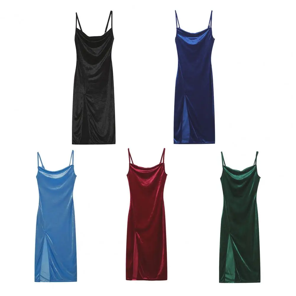 الصيف النساء السباغيتي حزام أنيق ميدي فساتين الساتان الزفاف مساء عيد ميلاد عطلة عارية الذراعين حفلة موسيقية الملابس كوكتيل جديد
