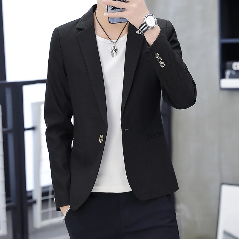 

Bla Casual Slim Fit Men's Jaet Thin Spring Autumn Trend Busin Casual Suit Stand Faion Urban Youth Long Sve Sin...