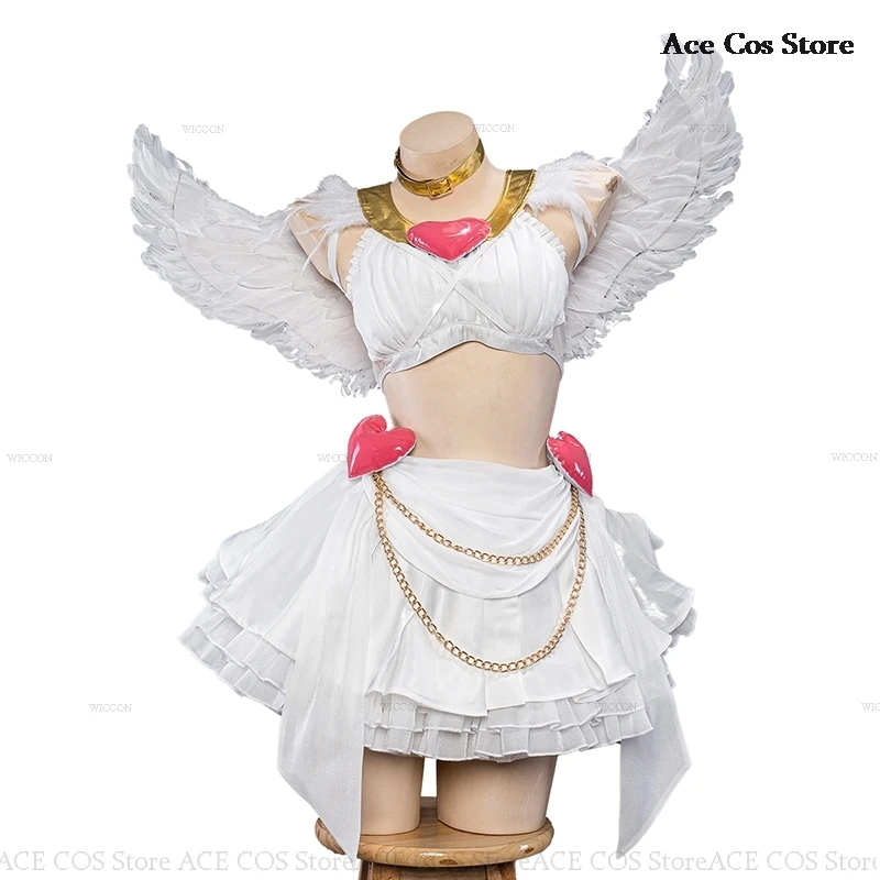 

Anime Panty & Stocking Anarchy with Garterbelt Cosplay Costume Lolita Fancy Dress Angel Wing Gown Halloween Party Clothes Outfit